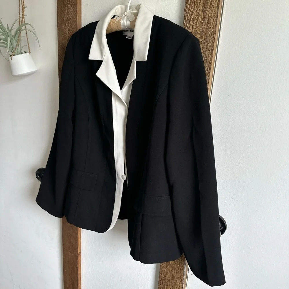 Danny & Nicole Shoulder Pad Black White Blazer Suit Jacket Women’s 12